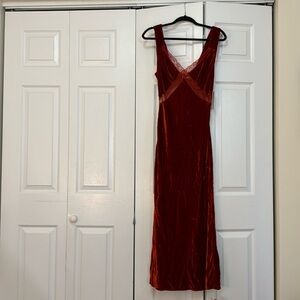 Reformation Lorenzo dress, blood orange velvet